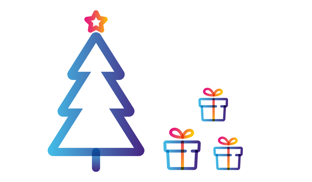 Christmas tree and presents icon 