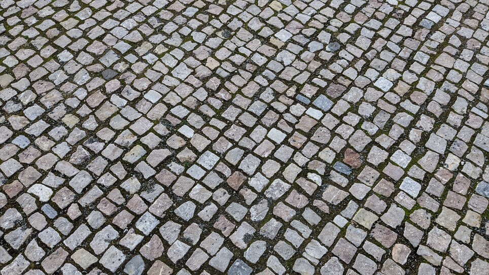 A photograph of cobbled stones